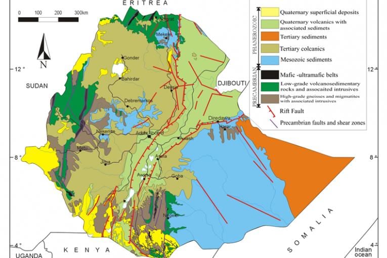 แผนที่ของเอธิโอเปียทรัพยากรธรรมชาติ