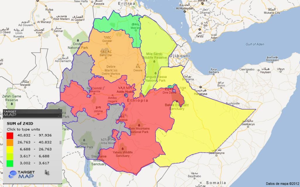 เอธิโอเปีย zimbabwe. kgm แผนที่