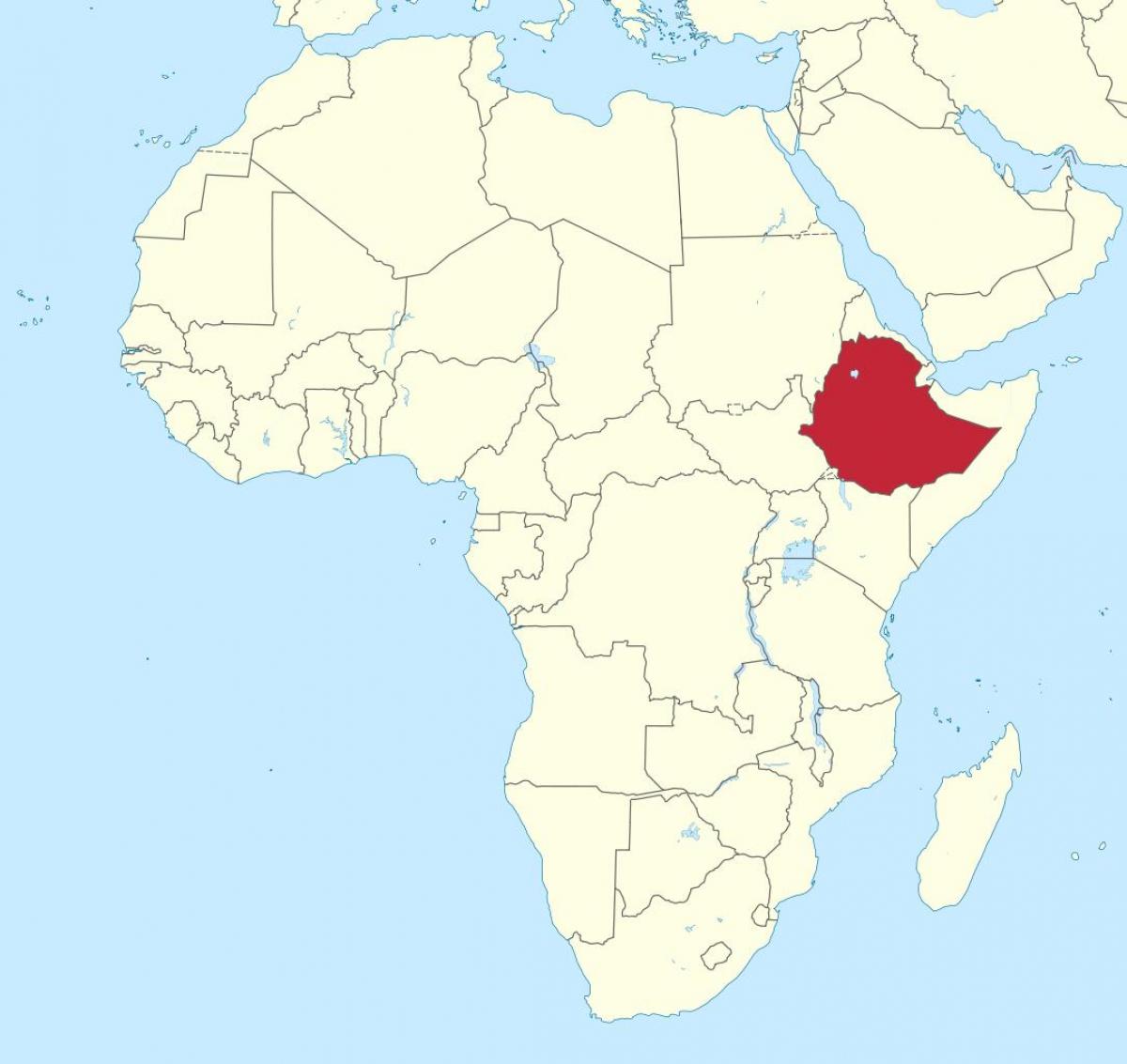 แผนที่ของแอฟริกาแสดงเอธิโอเปีย