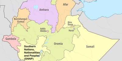 เอธิโอเปีย amhara ขอบเขตบนแผนที่
