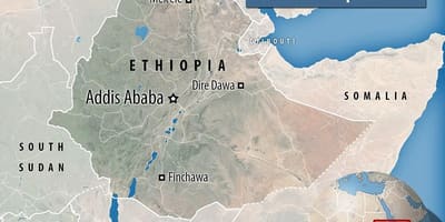 Danakil เศร้าของเอธิโอเปียนแผนที่
