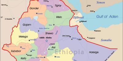 เอธิโอเปียนแผนที่กับเมือง